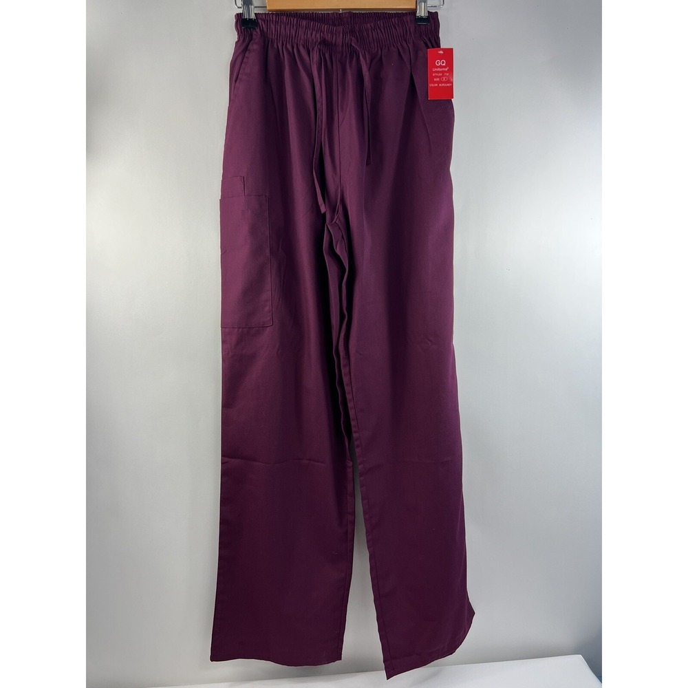 NWT‎ GQ Uniforms Scrub Bottoms Unisex Sz S Burgundy- NEW!